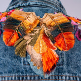 Feather Collar Denim Jacket