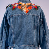 Chaqueta Denim Cuello de Plumas