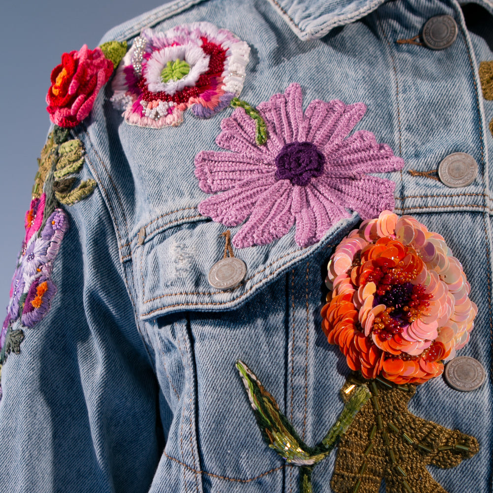 Garden Iris and Crochet Jacket