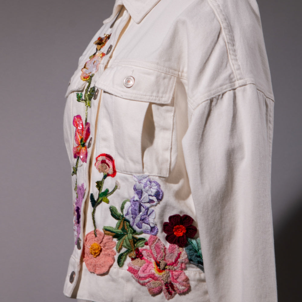 White Garden Birds Jacket