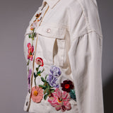 Chaqueta Blanca Jardín Pájaros