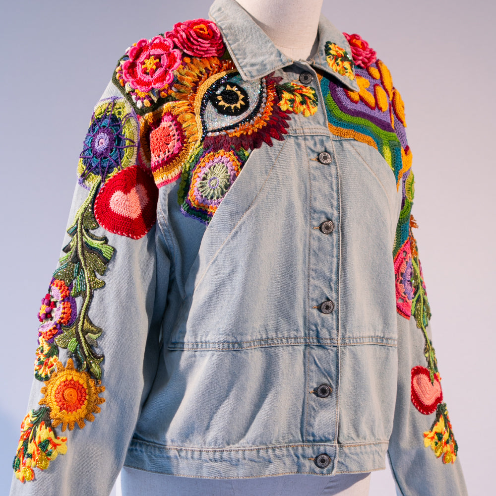 Garden / Eyes Crochet Denim Jacket