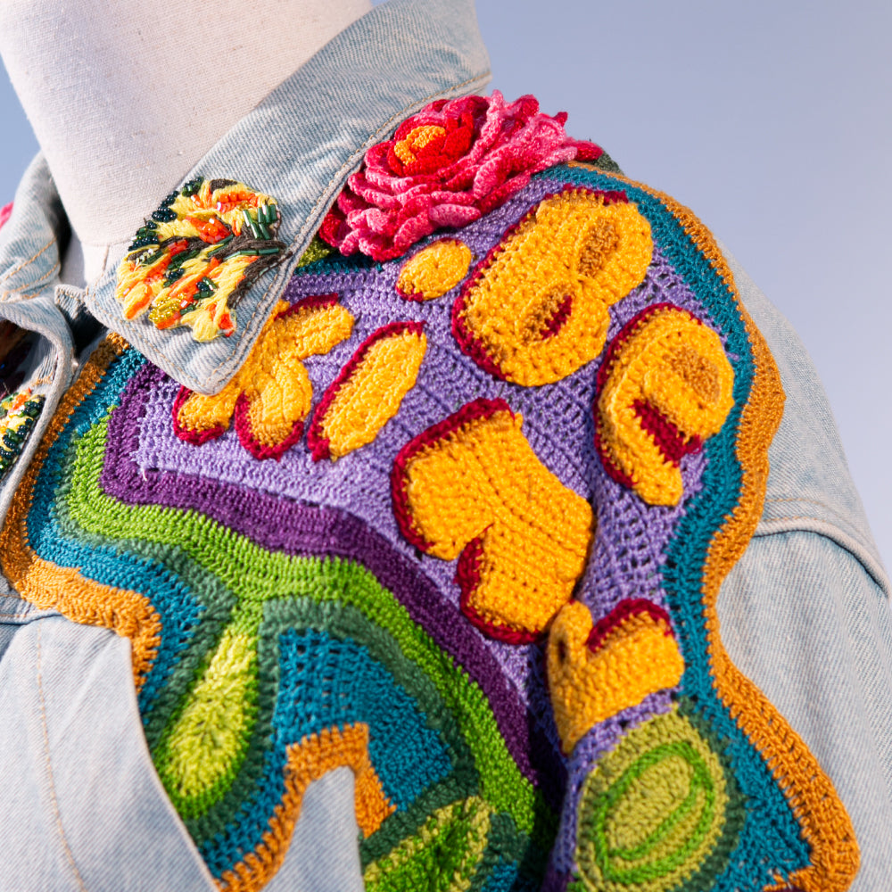 Garden / Eyes Crochet Denim Jacket