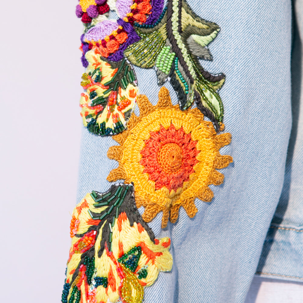 Garden / Eyes Crochet Denim Jacket