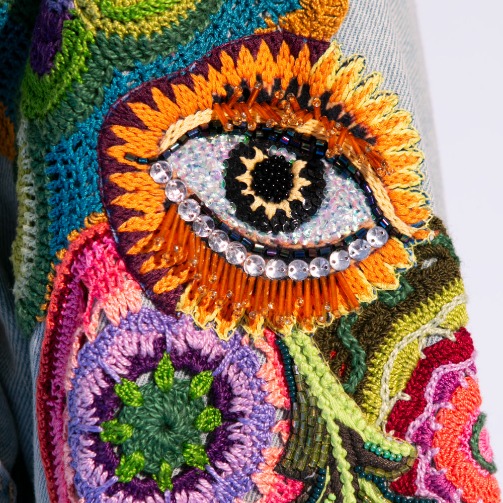 Garden / Eyes Crochet Denim Jacket