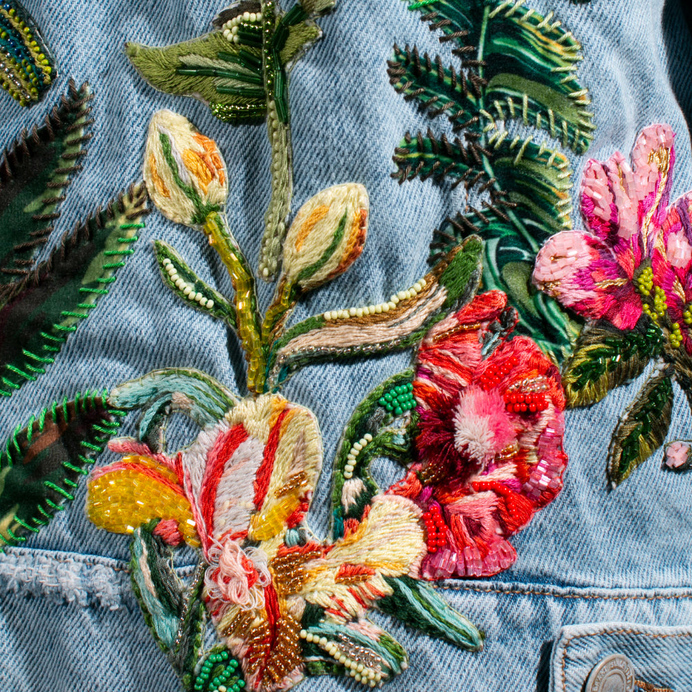 Garden Denim Jacket / Birds