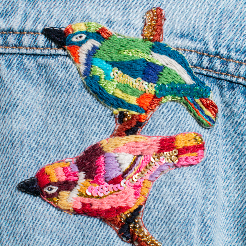 Garden Denim Jacket / Birds