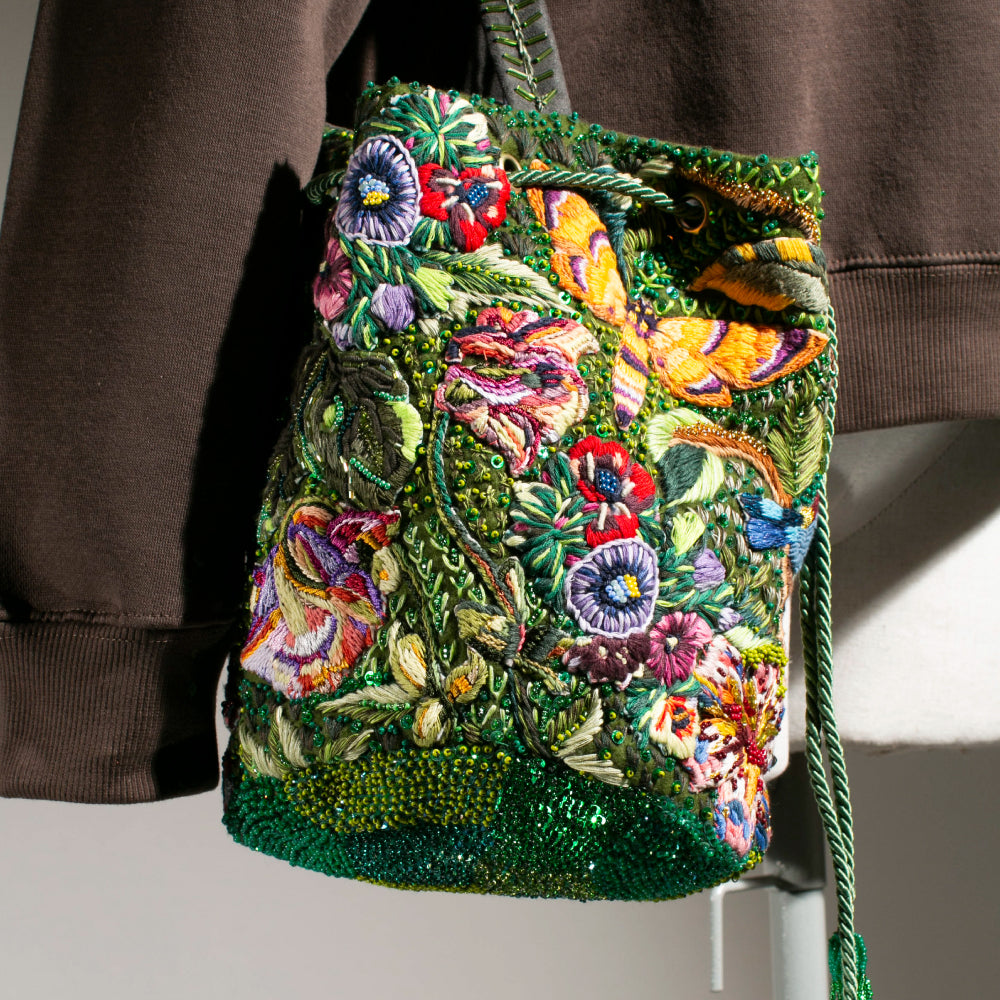 Green Birds Mochila Bag 