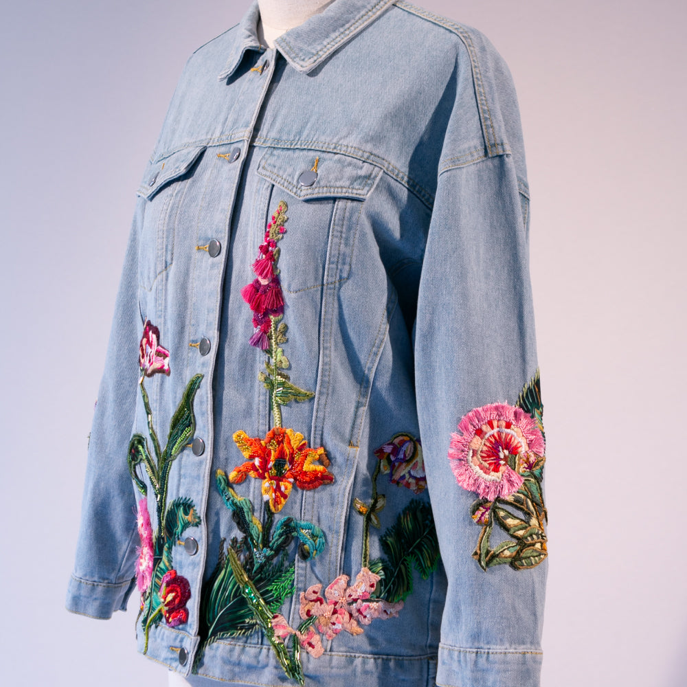 Denim Jacket Tulip Garden