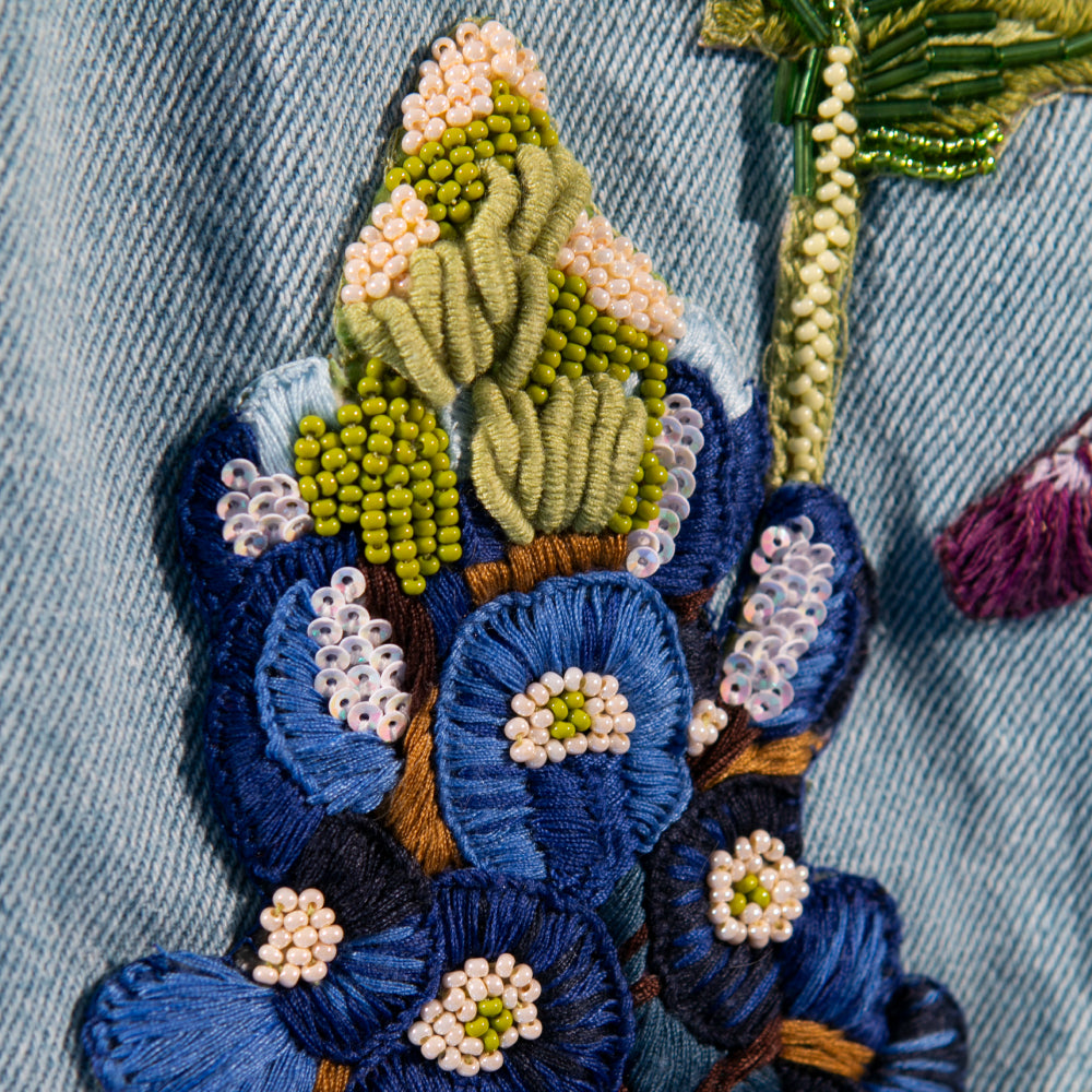 Denim Jacket, Blue Bonnets and Garden