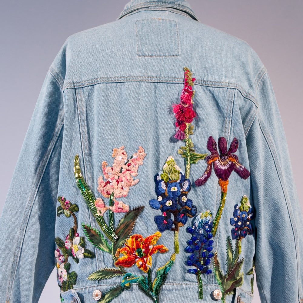 Denim Jacket, Blue Bonnets and Garden