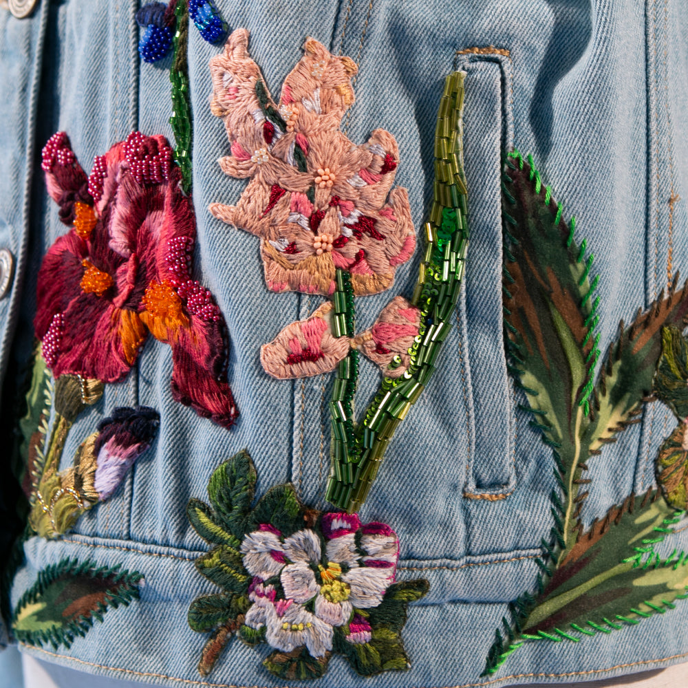 Denim Jacket, Blue Bonnets and Garden