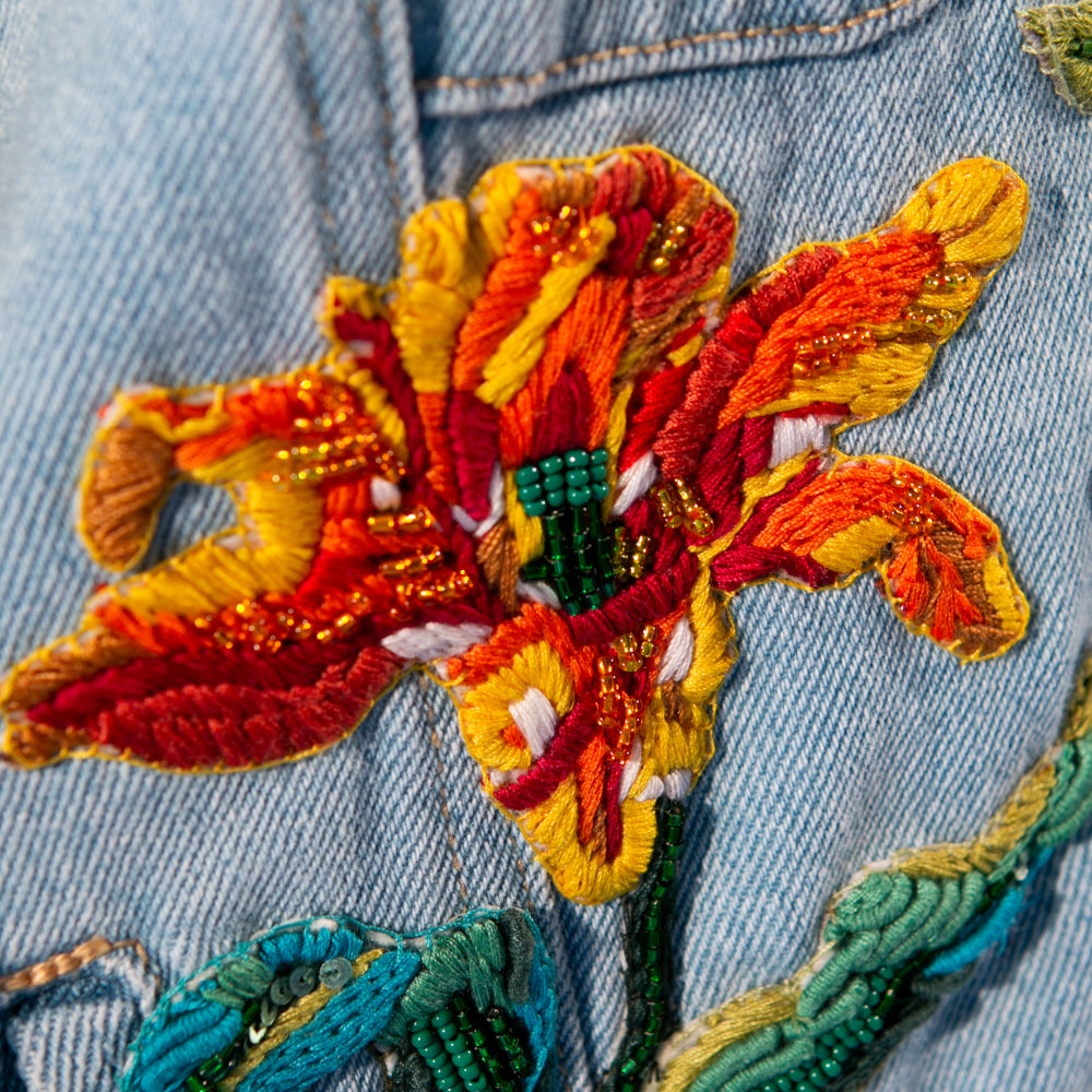 Denim Jacket, Blue Bonnets and Garden