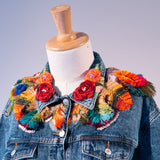 Feather Collar Denim Jacket