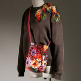 Vinotinto / Flowers Crochet Mochila Bag 